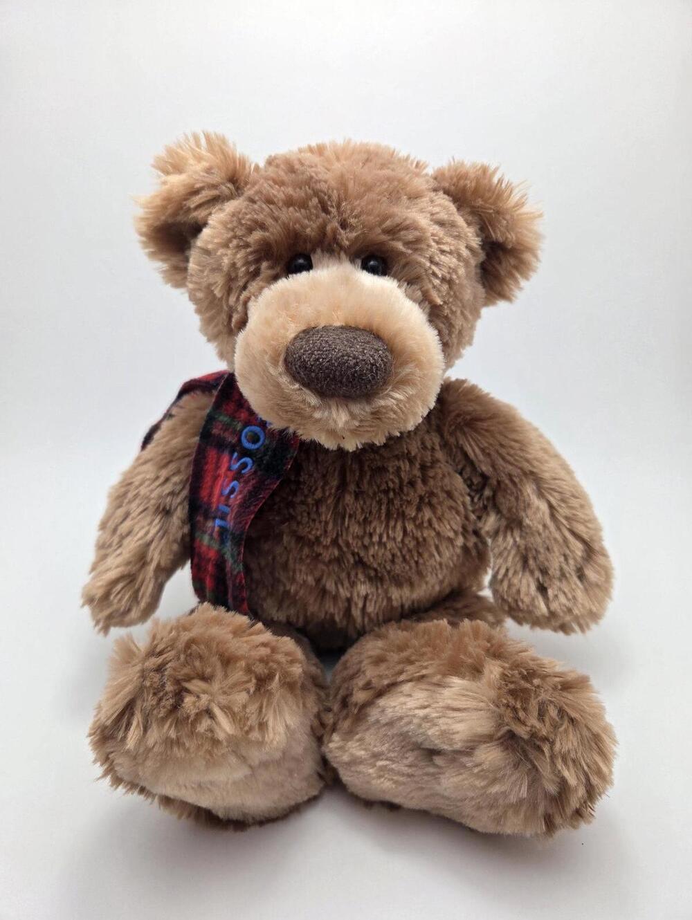 Gund Fossil Teddy Bear Plush Red Plaid Scarf (11 inch)